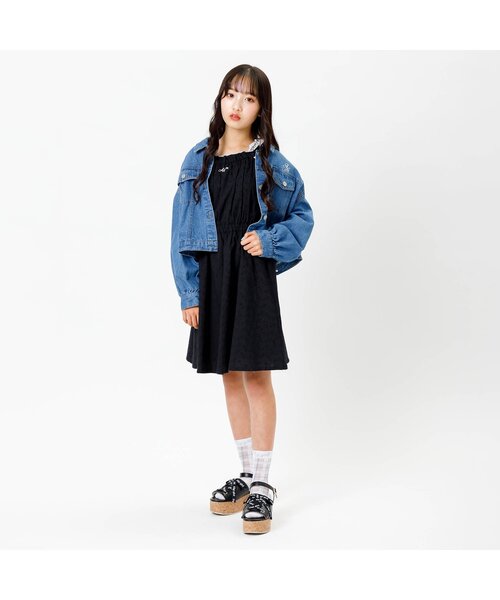 algy（アルジー）の「オフショル風肩りぼんワンピ（ワンピース・キッズ・ベージュ/ブラック/サックスブルー・X-SMALL/MEDIUM/SMALL/XX-SMALL）」の10枚目の写真