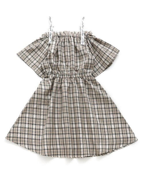 algy（アルジー）の「オフショル風肩りぼんワンピ（ワンピース・キッズ・ベージュ/ブラック/サックスブルー・X-SMALL/MEDIUM/SMALL/XX-SMALL）」の14枚目の写真