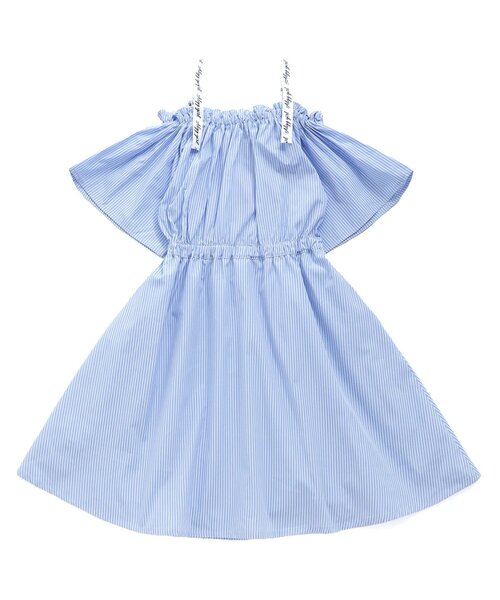 algy（アルジー）の「オフショル風肩りぼんワンピ（ワンピース・キッズ・ベージュ/ブラック/サックスブルー・X-SMALL/MEDIUM/SMALL/XX-SMALL）」の4枚目の写真