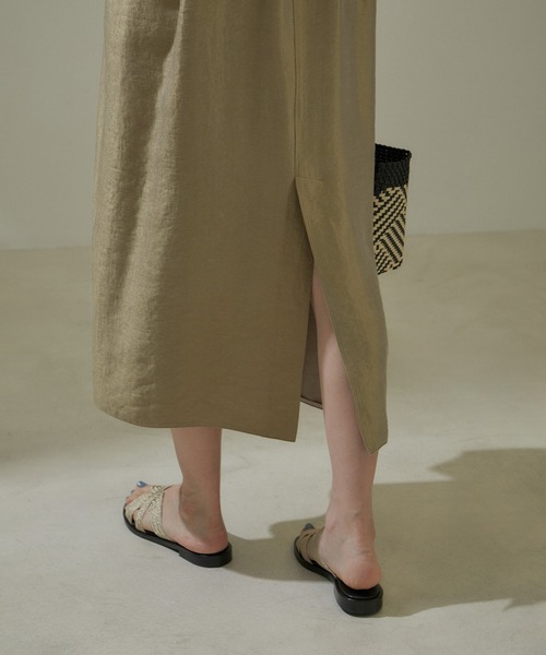 SALON adam et rope'（サロン アダム エ ロペ）の「[24SS]シャイニーツイルカフタンワンピース【セットアップ対応】（ワンピース・レディース・ブラック/グレー系その他・FREE）」の13枚目の写真