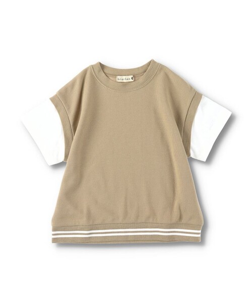 BRANSHES（ブランシェス）の「重ね着風鹿の子半袖Tシャツ（Tシャツ/カットソー・キッズ・グレー/ベージュ/ブラック・150/140/130/80/120/110/100/90）」の18枚目の写真