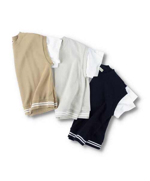 BRANSHES（ブランシェス）の「重ね着風鹿の子半袖Tシャツ（Tシャツ/カットソー・キッズ・グレー/ベージュ/ブラック・150/140/130/80/120/110/100/90）」の10枚目の写真