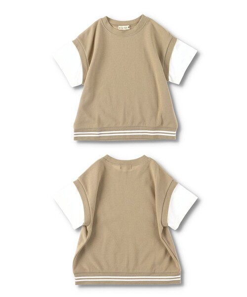 BRANSHES（ブランシェス）の「重ね着風鹿の子半袖Tシャツ（Tシャツ/カットソー・キッズ・グレー/ベージュ/ブラック・150/140/130/80/120/110/100/90）」の11枚目の写真