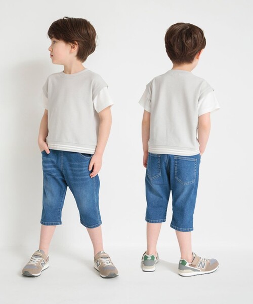 BRANSHES（ブランシェス）の「重ね着風鹿の子半袖Tシャツ（Tシャツ/カットソー・キッズ・グレー/ベージュ/ブラック・150/140/130/80/120/110/100/90）」の6枚目の写真