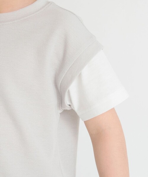 BRANSHES（ブランシェス）の「重ね着風鹿の子半袖Tシャツ（Tシャツ/カットソー・キッズ・グレー/ベージュ/ブラック・150/140/130/80/120/110/100/90）」の8枚目の写真