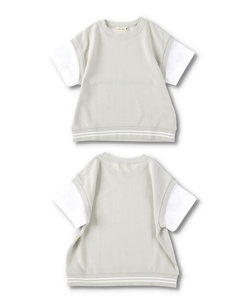 BRANSHES（ブランシェス）の「重ね着風鹿の子半袖Tシャツ（Tシャツ/カットソー・キッズ・グレー/ベージュ/ブラック・150/140/130/80/120/110/100/90）」の9枚目の写真