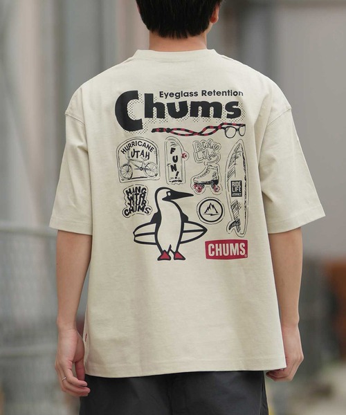 CHUMS(チャムス)の「【ムラサキスポーツ限定】CHUMS/チャムス 半袖Tシャツ バックプリント CH01-2413(Tシャツ/カットソー・メンズ・グレイッシュベージュ/ブラック/ホワイト/ブルーグリーン/ライトベージュ/チャコール/ネイビー・S/M/L/XL)」の4枚目の写真