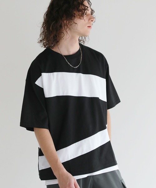 ASTRONOMY（アストロノミー）の「Buyer's Select/切替五分袖ビッグシルエットTシャツ（Tシャツ/カットソー・メンズ・ブラック/ホワイト・M/L）」の14枚目の写真