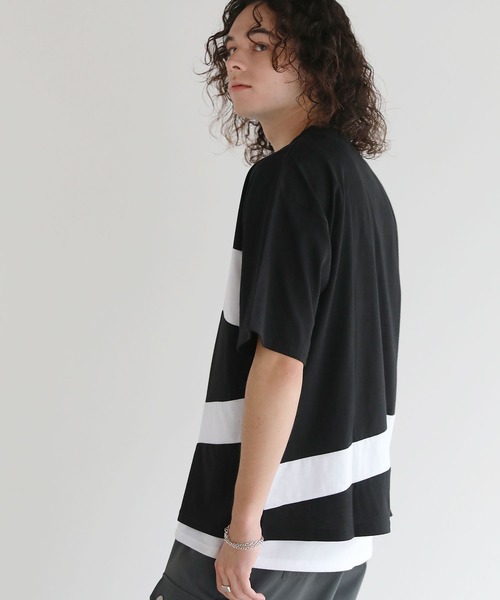 ASTRONOMY（アストロノミー）の「Buyer's Select/切替五分袖ビッグシルエットTシャツ（Tシャツ/カットソー・メンズ・ブラック/ホワイト・M/L）」の15枚目の写真