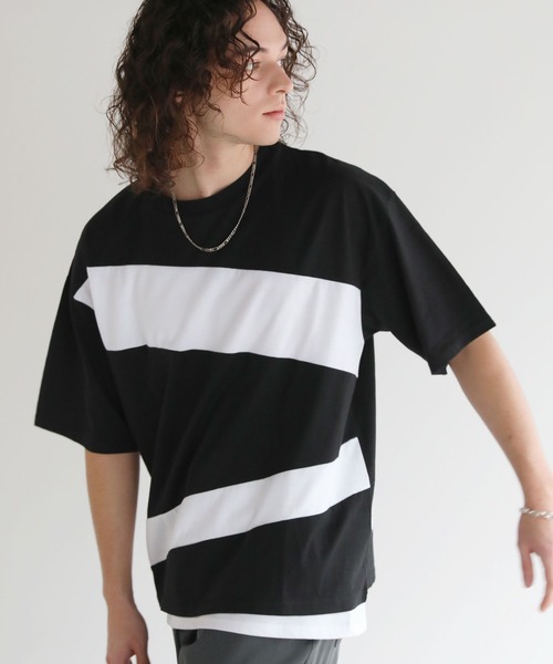 ASTRONOMY（アストロノミー）の「Buyer's Select/切替五分袖ビッグシルエットTシャツ（Tシャツ/カットソー・メンズ・ブラック/ホワイト・M/L）」の16枚目の写真