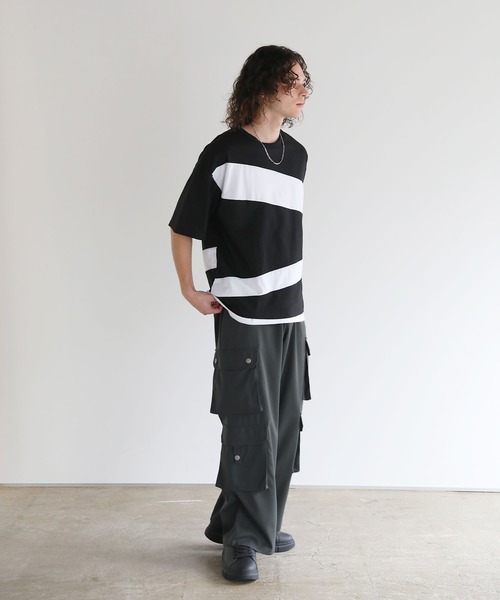 ASTRONOMY（アストロノミー）の「Buyer's Select/切替五分袖ビッグシルエットTシャツ（Tシャツ/カットソー・メンズ・ブラック/ホワイト・M/L）」の17枚目の写真