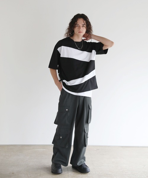 ASTRONOMY（アストロノミー）の「Buyer's Select/切替五分袖ビッグシルエットTシャツ（Tシャツ/カットソー・メンズ・ブラック/ホワイト・M/L）」の18枚目の写真