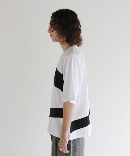 ASTRONOMY（アストロノミー）の「Buyer's Select/切替五分袖ビッグシルエットTシャツ（Tシャツ/カットソー・メンズ・ブラック/ホワイト・M/L）」の21枚目の写真