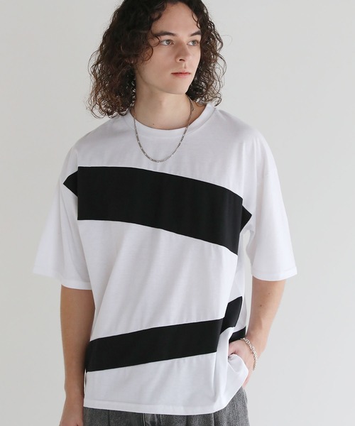 ASTRONOMY（アストロノミー）の「Buyer's Select/切替五分袖ビッグシルエットTシャツ（Tシャツ/カットソー・メンズ・ブラック/ホワイト・M/L）」の8枚目の写真