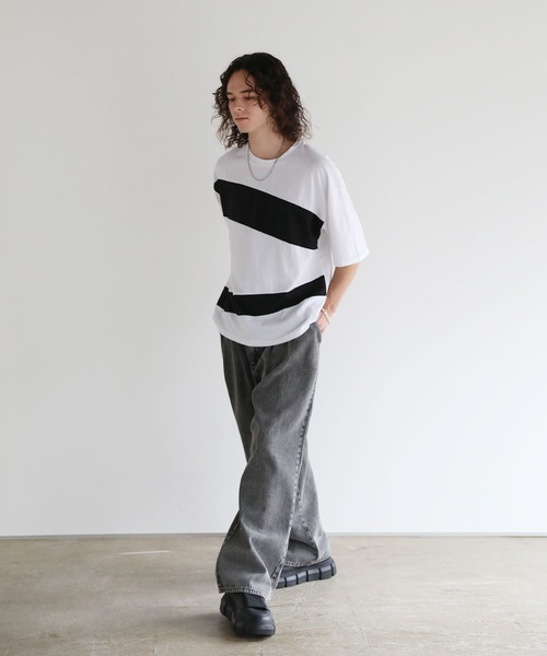 ASTRONOMY（アストロノミー）の「Buyer's Select/切替五分袖ビッグシルエットTシャツ（Tシャツ/カットソー・メンズ・ブラック/ホワイト・M/L）」の12枚目の写真