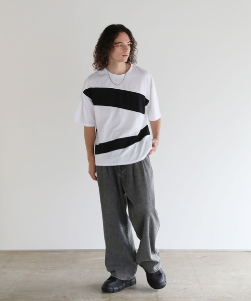 ASTRONOMY（アストロノミー）の「Buyer's Select/切替五分袖ビッグシルエットTシャツ（Tシャツ/カットソー・メンズ・ブラック/ホワイト・M/L）」の13枚目の写真