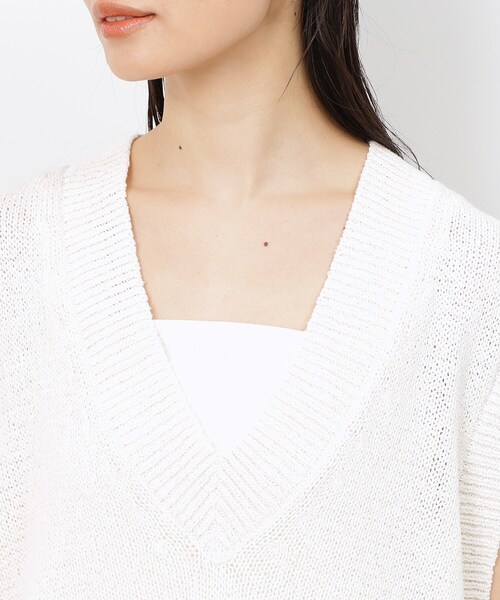 OPAQUE.CLIP（オペークドットクリップ）の「◆【大草直子さんコラボ】Vネックニットジレ（ベスト・レディース・オフホワイト/カーキ/ブラック・00）」の22枚目の写真