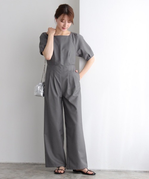 Pierrot（ピエロ）の「パフスリーブオールインワン（つなぎ/オールインワン・レディース・ブラック/チャコール・PM/M/L）」の9枚目の写真