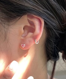 ハートカラーストーンミニピアス/ペア(RO)