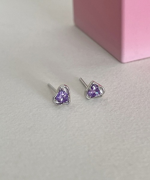 almo(アルモ)の「ハートカラーストーンミニピアス/ペア(RO)(ピアス(両耳用)・レディース・パープル/イエロー/ピンク/ブラック/ブルー/クリア・FREE)」の17枚目の写真