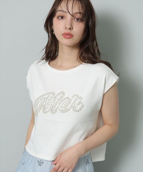 新品♡リランドチュールビジューカットソー Rirandture（リランドチュール）の「パールビジューロゴカットソー（T