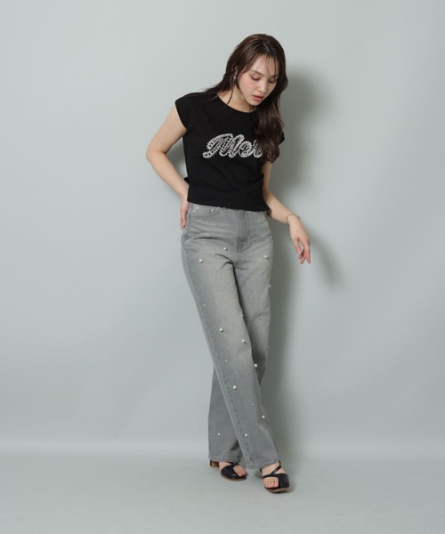新品♡リランドチュールビジューカットソー Rirandture（リランドチュール）の「パールビジューロゴカットソー（T