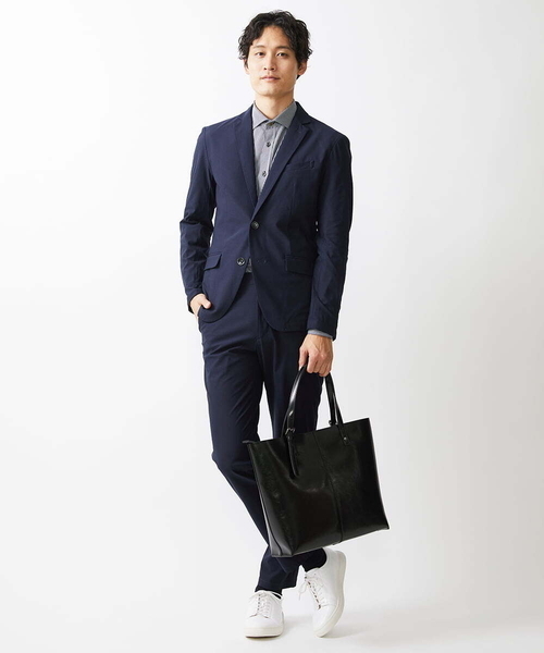 MK MICHEL KLEIN HOMME (エムケーミッシェルクランオム)の「トリコメッシュスラックス セットアップ(スラックス・メンズ・ネイビー/ブラック・48/46)」の12枚目の写真