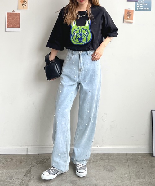 ABYS(アビス)の「アニマル柄刺繍BIGTシャツ(Tシャツ/カットソー・レディース・ブラック/ホワイト/オートミール/ブルー・FREE)」の20枚目の写真