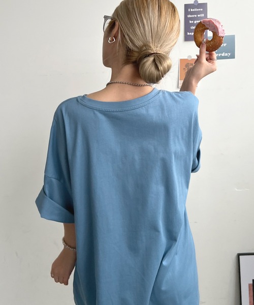 ABYS(アビス)の「アニマル柄刺繍BIGTシャツ(Tシャツ/カットソー・レディース・ブラック/ホワイト/オートミール/ブルー・FREE)」の6枚目の写真