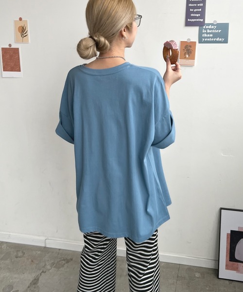 ABYS(アビス)の「アニマル柄刺繍BIGTシャツ(Tシャツ/カットソー・レディース・ブラック/ホワイト/オートミール/ブルー・FREE)」の5枚目の写真