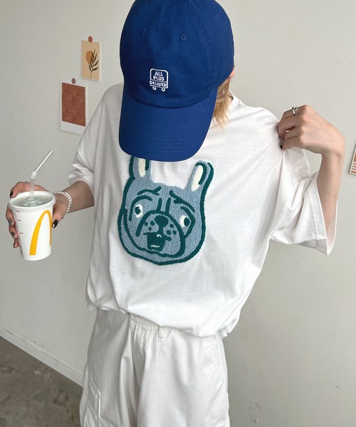 ABYS(アビス)の「アニマル柄刺繍BIGTシャツ(Tシャツ/カットソー・レディース・ブラック/ホワイト/オートミール/ブルー・FREE)」の13枚目の写真