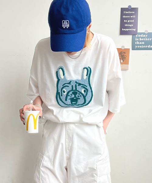 ABYS(アビス)の「アニマル柄刺繍BIGTシャツ(Tシャツ/カットソー・レディース・ブラック/ホワイト/オートミール/ブルー・FREE)」の19枚目の写真