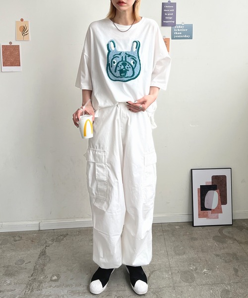 ABYS(アビス)の「アニマル柄刺繍BIGTシャツ(Tシャツ/カットソー・レディース・ブラック/ホワイト/オートミール/ブルー・FREE)」の10枚目の写真