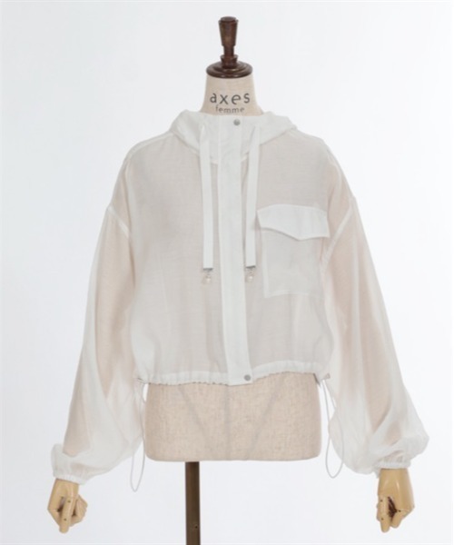 axes femme(アクシーズファム)の「ポケット付シアーパーカー(ブルゾン・レディース・キナリ/ブラック/グレイッシュベージュ/ブルー・FREE)」の5枚目の写真