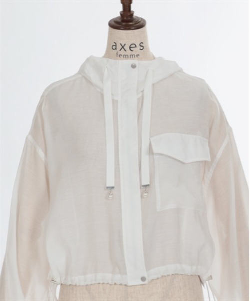 axes femme(アクシーズファム)の「ポケット付シアーパーカー(ブルゾン・レディース・キナリ/ブラック/グレイッシュベージュ/ブルー・FREE)」の8枚目の写真
