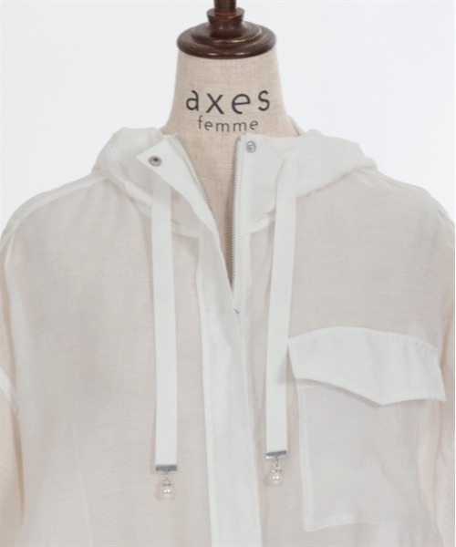 axes femme(アクシーズファム)の「ポケット付シアーパーカー(ブルゾン・レディース・キナリ/ブラック/グレイッシュベージュ/ブルー・FREE)」の11枚目の写真