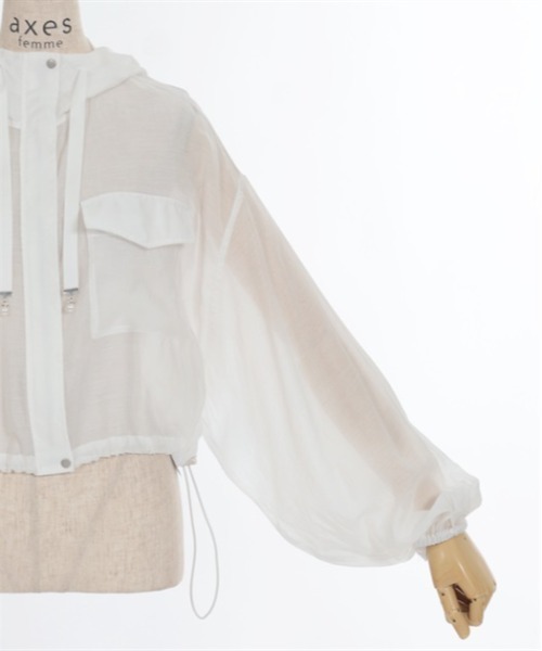 axes femme(アクシーズファム)の「ポケット付シアーパーカー(ブルゾン・レディース・キナリ/ブラック/グレイッシュベージュ/ブルー・FREE)」の14枚目の写真