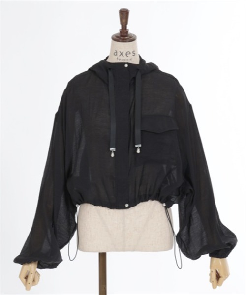axes femme(アクシーズファム)の「ポケット付シアーパーカー(ブルゾン・レディース・キナリ/ブラック/グレイッシュベージュ/ブルー・FREE)」の15枚目の写真