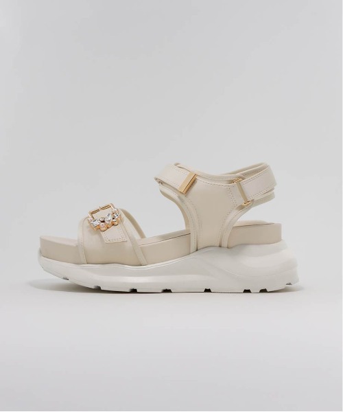 コンビマテリアル ビジューバックルサンダル（サンダル）｜RANDA