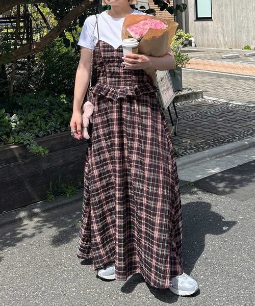 LIZLISA ホワイト フリルキャミワンピース コルセット　コットン LIZLISA ホワイト フリルキャミワンピース コルセット コットン