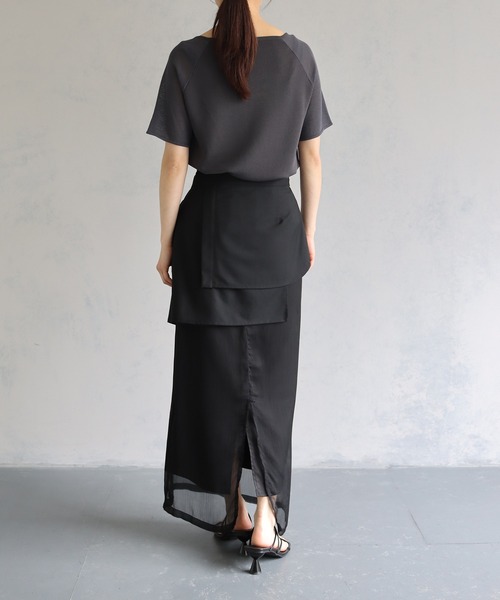 &g'aime（アンジェム）の「【&g’aime】カーブネック袖シースルーニットトップス（ニット/セーター・レディース・ブラック/チャコールグレー/ブルー・FREE）」の19枚目の写真