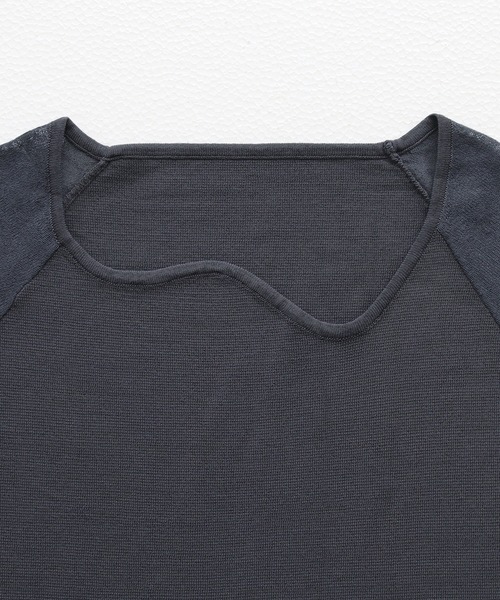 &g'aime（アンジェム）の「【&g’aime】カーブネック袖シースルーニットトップス（ニット/セーター・レディース・ブラック/チャコールグレー/ブルー・FREE）」の21枚目の写真