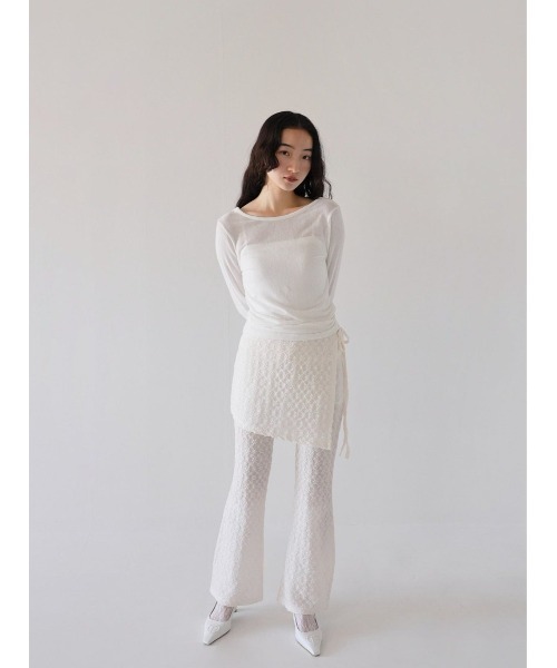 Uenui（ウニュイ）の「レース ラップスカート アンド パンツ レイヤード 巻きスカート フレアパンツ（その他パンツ・レディース・ホワイト/ブラック・FREE）」の15枚目の写真