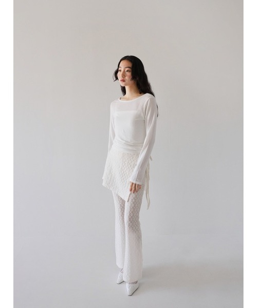 Uenui（ウニュイ）の「レース ラップスカート アンド パンツ レイヤード 巻きスカート フレアパンツ（その他パンツ・レディース・ホワイト/ブラック・FREE）」の17枚目の写真