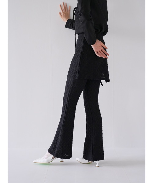 Uenui（ウニュイ）の「レース ラップスカート アンド パンツ レイヤード 巻きスカート フレアパンツ（その他パンツ・レディース・ホワイト/ブラック・FREE）」の19枚目の写真