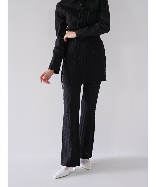 Uenui（ウニュイ）の「レース ラップスカート アンド パンツ レイヤード 巻きスカート フレアパンツ（その他パンツ・レディース・ホワイト/ブラック・FREE）」の21枚目の写真