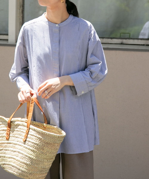 FORK&SPOON（フォークアンドスプーン）の「FORK&SPOON　ストライプタックブラウス（シャツ/ブラウス・レディース・ブラック/ブルー・1）」の9枚目の写真