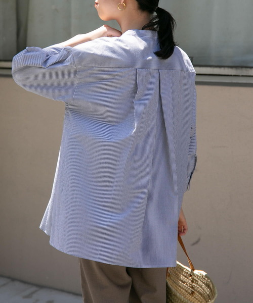 FORK&SPOON（フォークアンドスプーン）の「FORK&SPOON　ストライプタックブラウス（シャツ/ブラウス・レディース・ブラック/ブルー・1）」の11枚目の写真