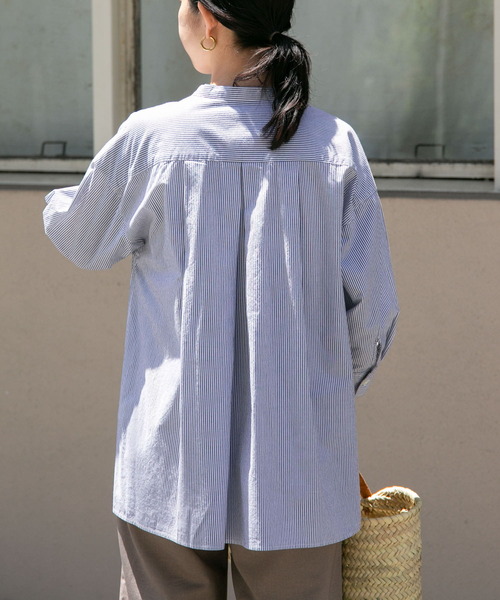 FORK&SPOON（フォークアンドスプーン）の「FORK&SPOON　ストライプタックブラウス（シャツ/ブラウス・レディース・ブラック/ブルー・1）」の12枚目の写真