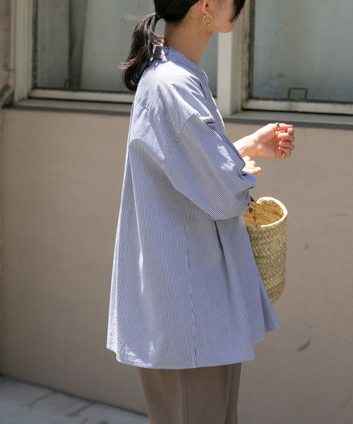 FORK&SPOON（フォークアンドスプーン）の「FORK&SPOON　ストライプタックブラウス（シャツ/ブラウス・レディース・ブラック/ブルー・1）」の13枚目の写真